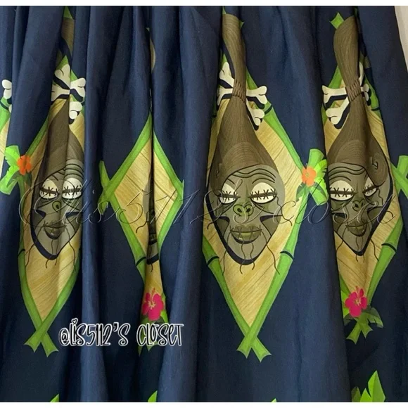 Denialle Von Fitch x The Oblong Box Shop Shrunken Heads Tiki Pinup Skirt XL - Picture 8 of 16